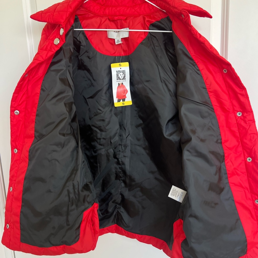 ❤️NWT Anne Klein Women's Mid Weight Quilted Snap Up Red Jacket, Size S - Picture 4 of 11